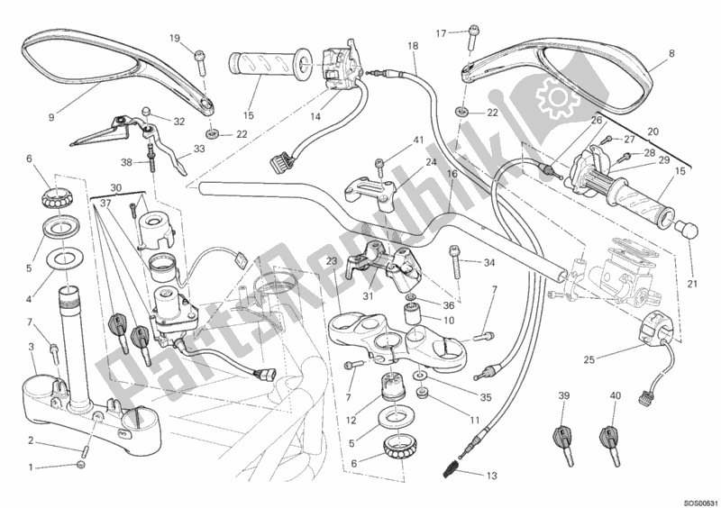 All parts for the Handlebar of the Ducati Monster 659 ABS Australia 2012